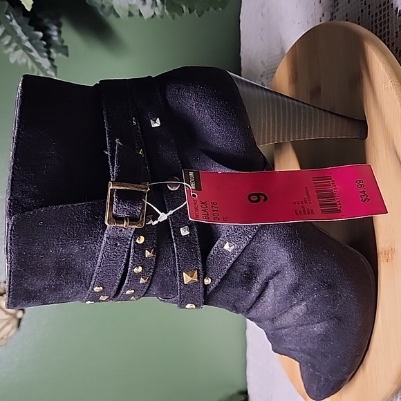 Peep Toe Heels Size 9 Black Syn Suede - Picture 3 of 7